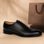 Pantofi barbati eleganti din piele naturala de culoare neagra - GKR200N